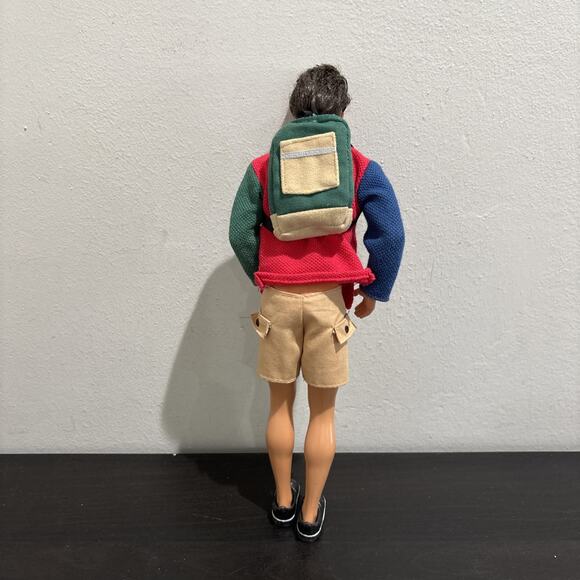 Vintage Brunette Rooted Hair Ken Doll - Mattel 1968 Clothes Backpack Blue Eyes - Picture 2 of 10